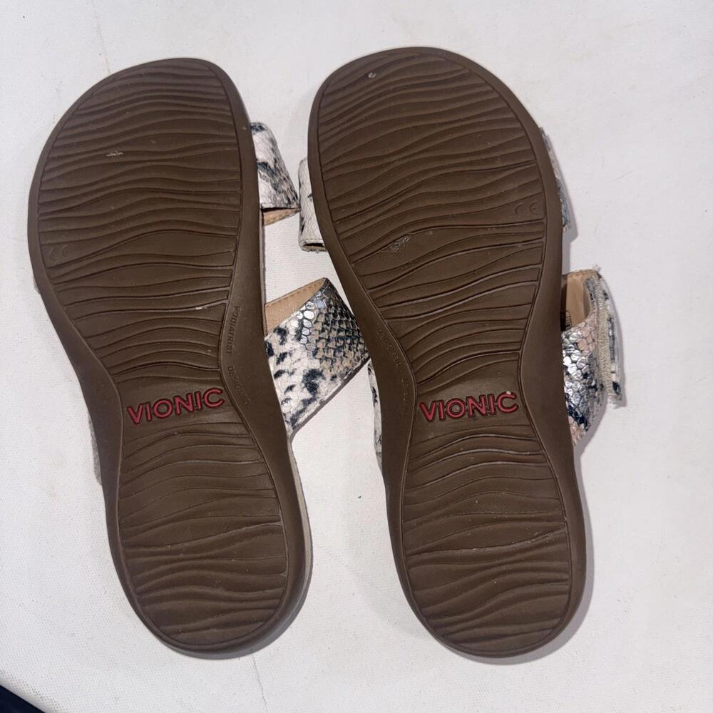 Vionic Comfort Randi Boa‎ Flip Flop Metallic Snake Print Sandals Slides Size 8 - Picture 8 of 11